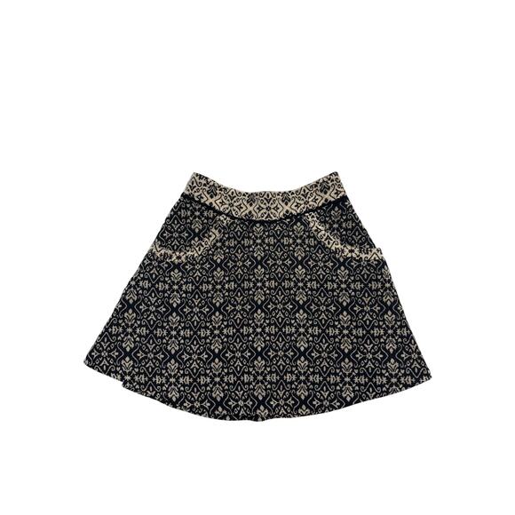 Free People Black and Tan Lined Pocketed Zip Skirt - Size 4 - Picture 1 of 7